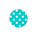 Polka Dots - White on Cyan Golf Ball Marker