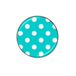 Polka Dots - White on Cyan Hat Clip Ball Marker