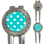 Polka Dots - White on Cyan 3-in-1 Golf Divot