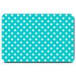 Polka Dots - White on Cyan Large Doormat