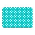 Polka Dots - White on Cyan Plate Mat