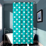 Polka Dots - White on Cyan Shower Curtain 36  x 72  (Stall)