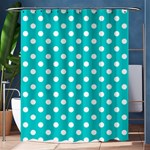 Polka Dots - White on Cyan Shower Curtain 60  x 72  (Medium)