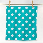 Polka Dots - White on Cyan Face Towel