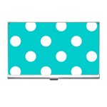 Polka Dots - White on Cyan Business Card Holder