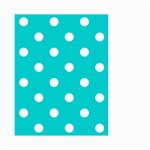 Polka Dots - White on Cyan Small Garden Flag (Two Sides)