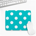 Polka Dots - White on Cyan Small Mousepad