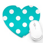 Polka Dots - White on Cyan Heart Mousepad