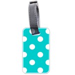 Polka Dots - White on Cyan Luggage Tag (Two Sides)