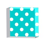 Polka Dots - White on Cyan 4 x 4  Acrylic Photo Block