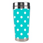 Polka Dots - White on Cyan Stainless Steel Travel Tumbler