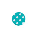 Polka Dots - White on Cyan 1  Mini Button