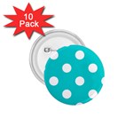 Polka Dots - White on Cyan 1.75  Button (10 pack)