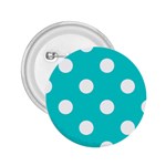 Polka Dots - White on Cyan 2.25  Button