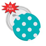 Polka Dots - White on Cyan 2.25  Button (10 pack)