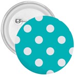 Polka Dots - White on Cyan 3  Button