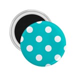 Polka Dots - White on Cyan 2.25  Magnet