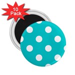 Polka Dots - White on Cyan 2.25  Magnet (10 pack)