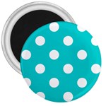 Polka Dots - White on Cyan 3  Magnet