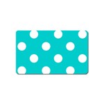 Polka Dots - White on Cyan Magnet (Name Card)