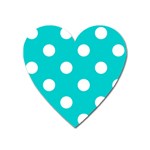 Polka Dots - White on Cyan Magnet (Heart)