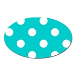 Polka Dots - White on Cyan Magnet (Oval)