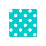 Polka Dots - White on Cyan Magnet (Square)