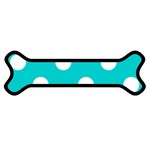 Polka Dots - White on Cyan Magnet (Dog Bone)