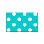 Polka Dots - White on Cyan Sticker (Rectangular)