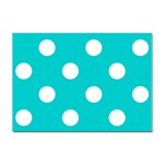 Polka Dots - White on Cyan Sticker A4 (10 pack)