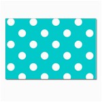 Polka Dots - White on Cyan Postcard 4  x 6 