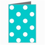 Polka Dots - White on Cyan Greeting Card