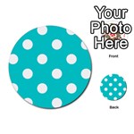 Polka Dots - White on Cyan Multi-purpose Cards (Round)