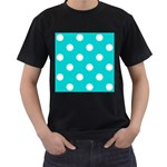 Polka Dots - White on Cyan Men s T-Shirt (Black)