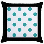 Polka Dots - Verdigris on White Throw Pillow Case (Black)