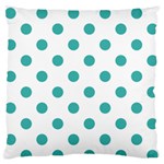 Polka Dots - Verdigris on White Large Flano Cushion Case (One Side)