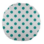 Polka Dots - Verdigris on White Large 18  Premium Flano Round Cushion