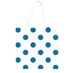 Polka Dots - Cerulean on White Grocery Light Tote Bag