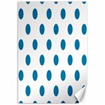 Polka Dots - Cerulean on White Canvas 12  x 18 