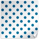 Polka Dots - Cerulean on White Canvas 16  x 16 