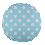 Polka Dots - White on Light Blue Large 18  Premium Round Cushion