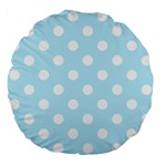 Polka Dots - White on Light Blue Large 18  Premium Flano Round Cushion