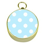 Polka Dots - White on Light Blue Gold Compass