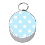 Polka Dots - White on Light Blue Silver Compass (Mini)