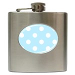 Polka Dots - White on Light Blue Hip Flask (6 oz)