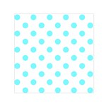 Polka Dots - Electric Blue on White Small Satin Scarf  (Square)