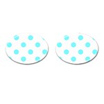 Polka Dots - Electric Blue on White Cufflinks (Oval)