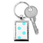 Polka Dots - Electric Blue on White Key Chain (Rectangle)