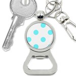 Polka Dots - Electric Blue on White Bottle Opener Key Chain