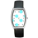 Polka Dots - Electric Blue on White Barrel Style Metal Watch